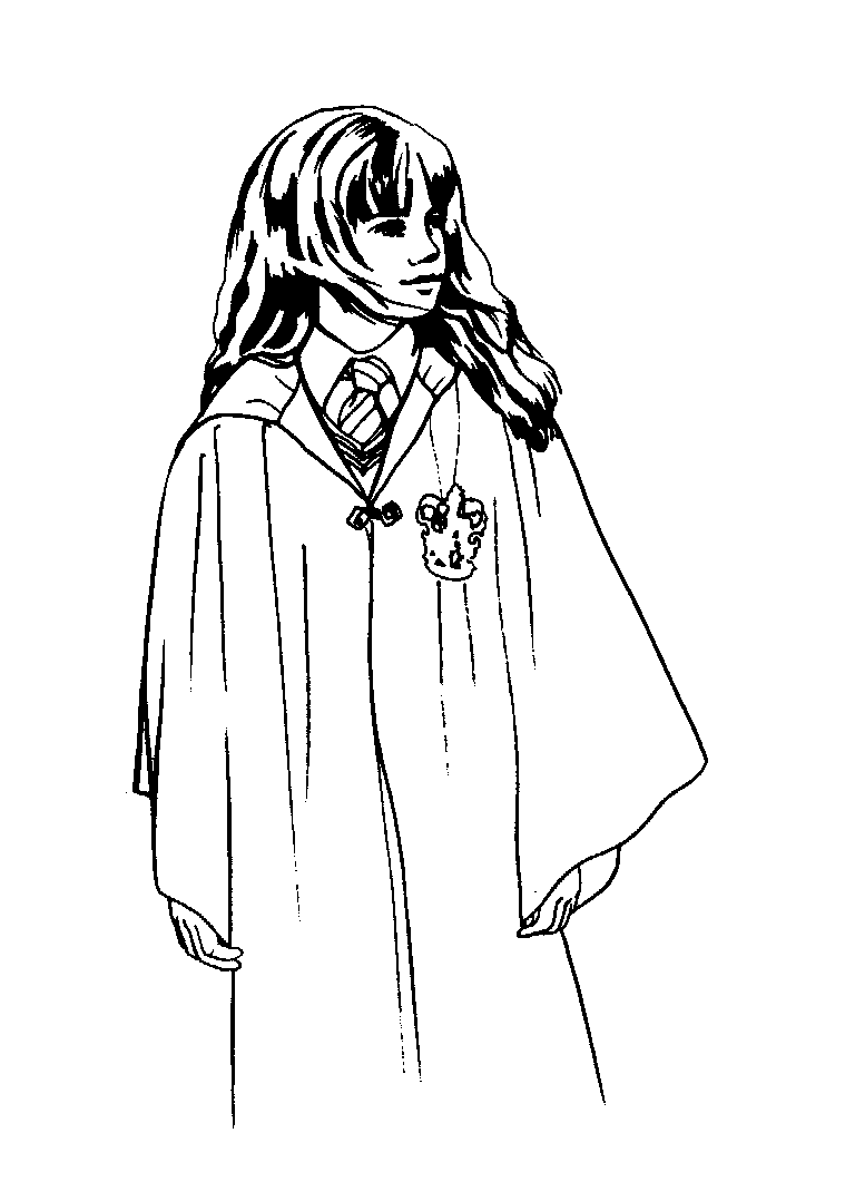 Coloriage Hermione Granger en robe de sorcière