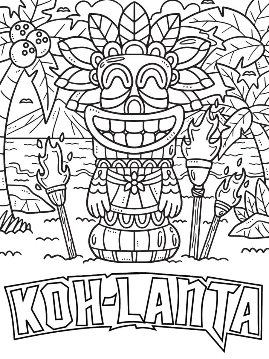Coloriage imprimable Koh Lanta #214362 de la collection Films et Séries TV à colorier aux crayons