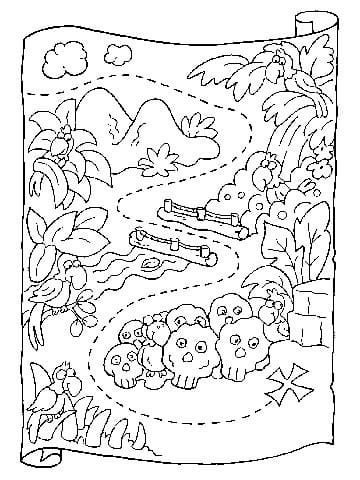 Dessin à colorier: Carte au Trésor (Géographie et Lieux) #211523 - Coloriages à Imprimer Gratuits