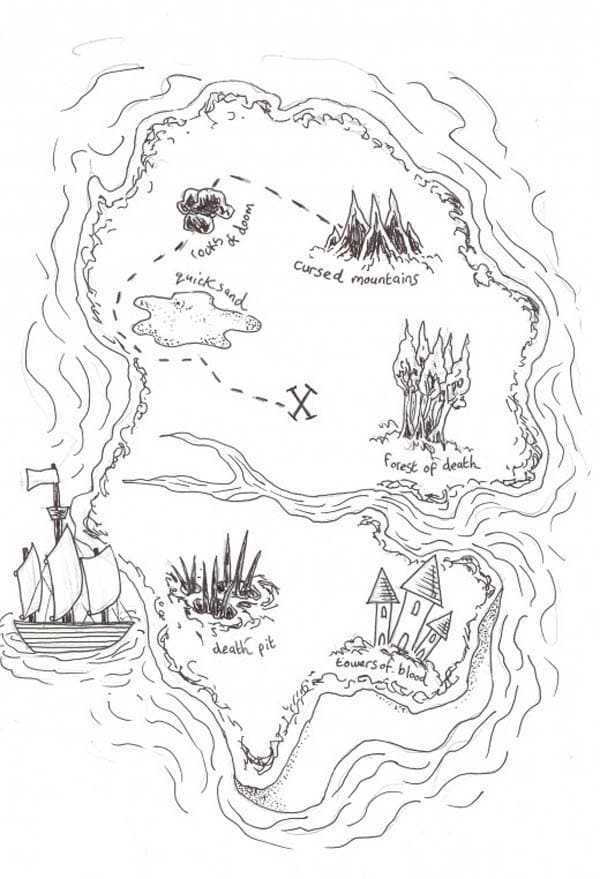 Dessin à colorier: Carte au Trésor (Géographie et Lieux) #211525 - Coloriages à Imprimer Gratuits