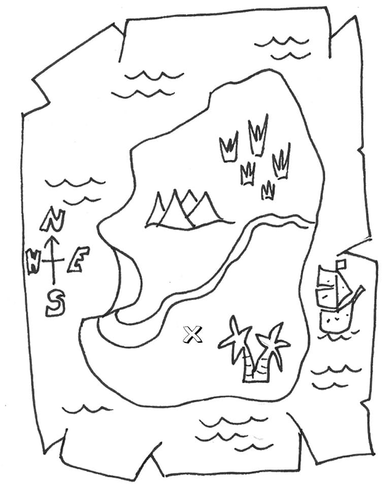 Dessin à colorier: Carte au Trésor (Géographie et Lieux) #211529 - Coloriages à Imprimer Gratuits