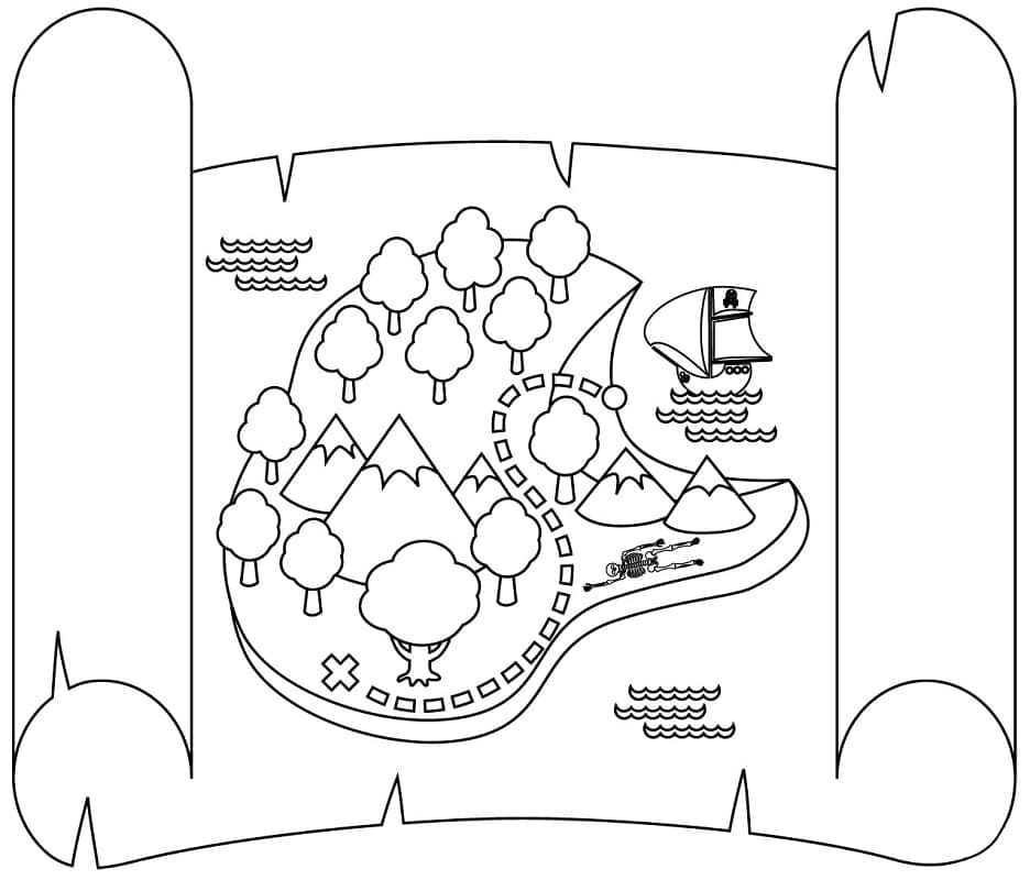 Dessin à colorier: Carte au Trésor (Géographie et Lieux) #211534 - Coloriages à Imprimer Gratuits