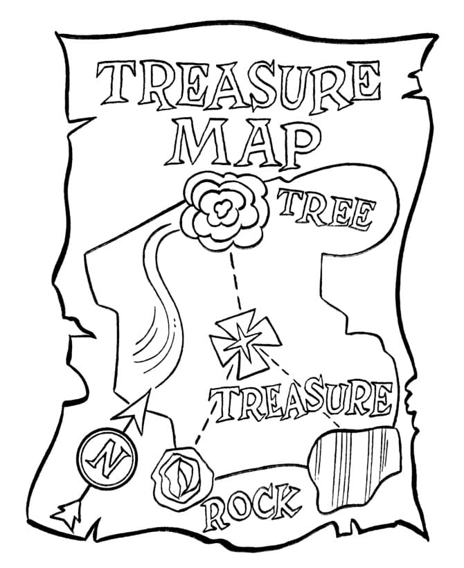 Dessin à colorier: Carte au Trésor (Géographie et Lieux) #211536 - Coloriages à Imprimer Gratuits