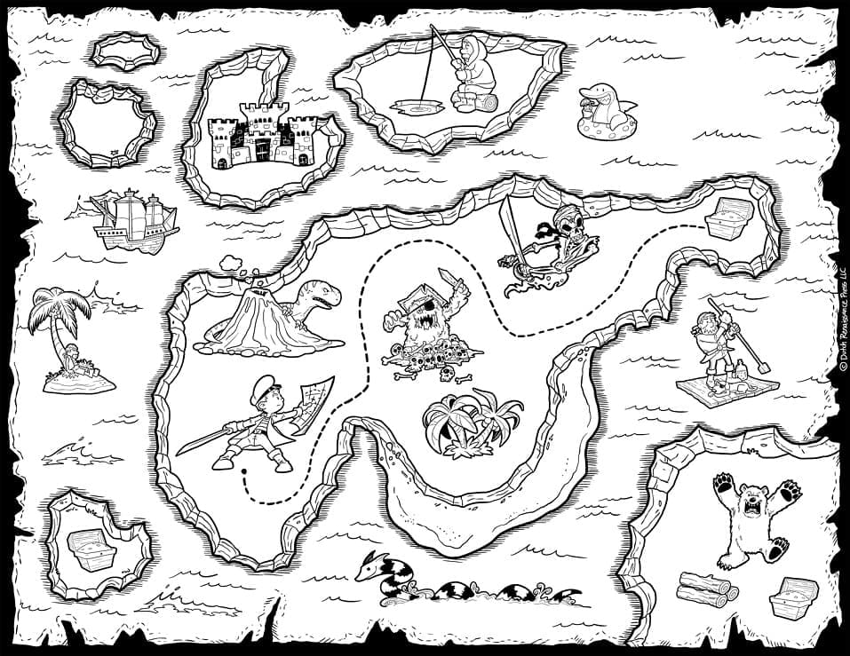 Dessin à colorier: Carte au Trésor (Géographie et Lieux) #211539 - Coloriages à Imprimer Gratuits