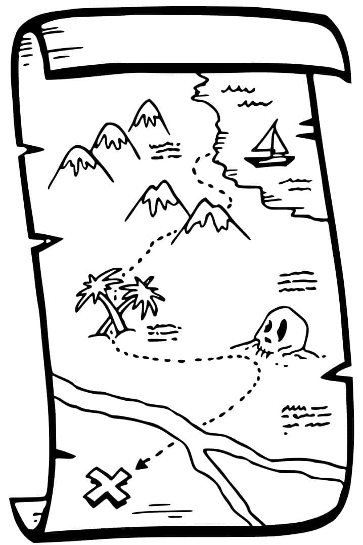 Dessin à colorier: Carte au Trésor (Géographie et Lieux) #211540 - Coloriages à Imprimer Gratuits