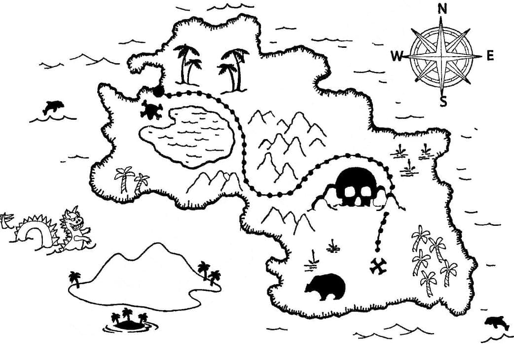 Dessin à colorier: Carte au Trésor (Géographie et Lieux) #211541 - Coloriages à Imprimer Gratuits
