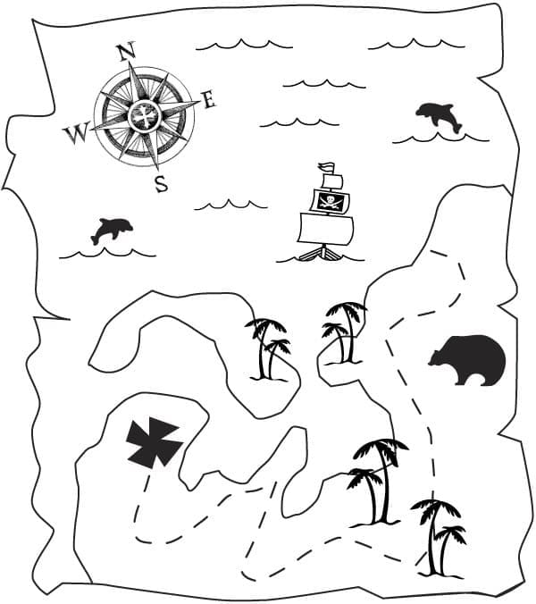 Dessin à colorier: Carte au Trésor (Géographie et Lieux) #211542 - Coloriages à Imprimer Gratuits