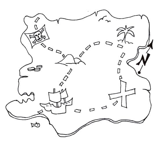 Dessin à colorier: Carte au Trésor (Géographie et Lieux) #211543 - Coloriages à Imprimer Gratuits