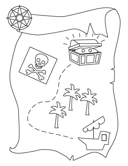 Dessin à colorier: Carte au Trésor (Géographie et Lieux) #211545 - Coloriages à Imprimer Gratuits