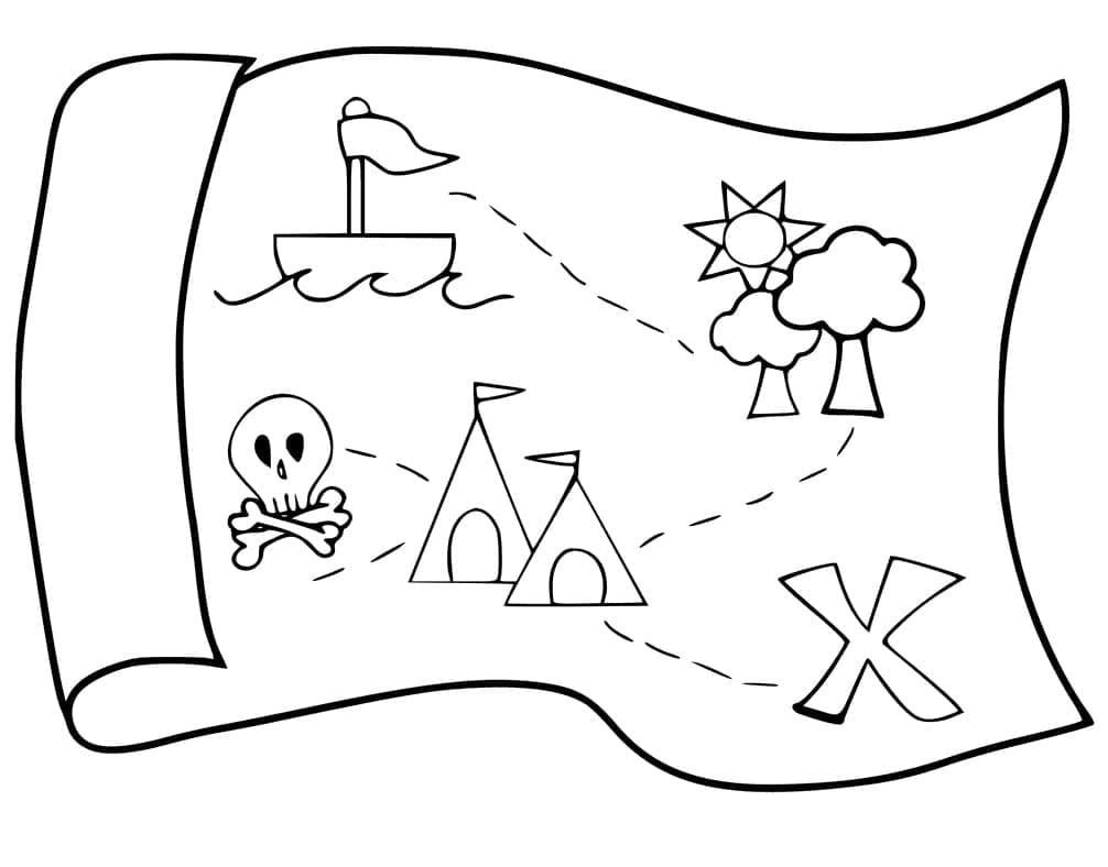 Dessin à colorier: Carte au Trésor (Géographie et Lieux) #211548 - Coloriages à Imprimer Gratuits