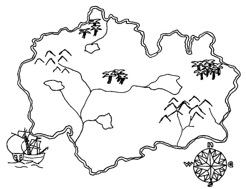Dessin à colorier: Carte au Trésor (Géographie et Lieux) #211549 - Coloriages à Imprimer Gratuits