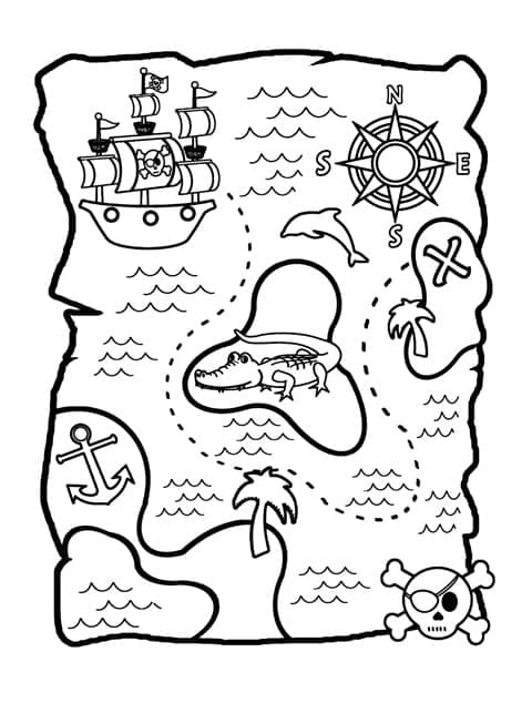Dessin à colorier: Carte au Trésor (Géographie et Lieux) #211551 - Coloriages à Imprimer Gratuits