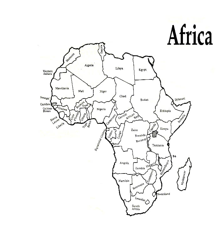 Dessin à colorier: Carte de l’Afrique (Géographie et Lieux) #179876 - Coloriages à Imprimer Gratuits