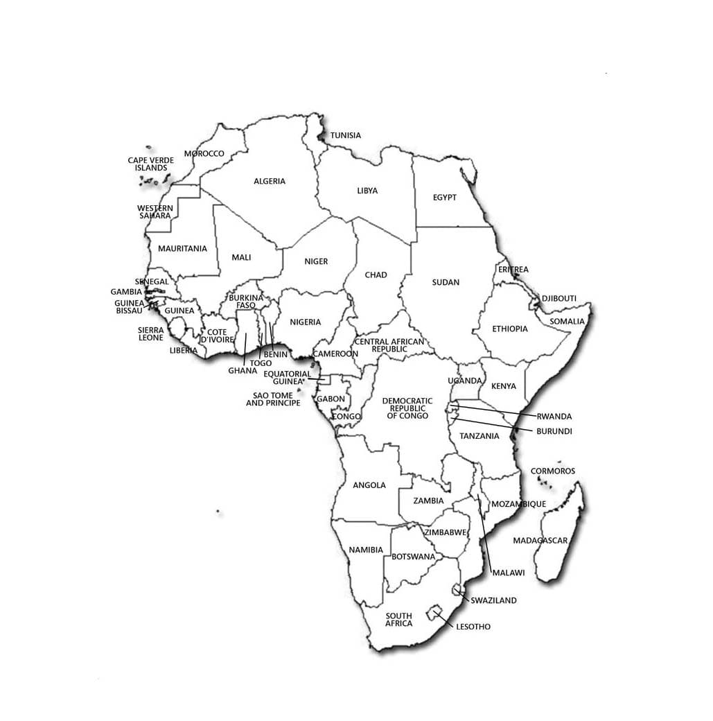 Dessin à colorier: Carte de l’Afrique (Géographie et Lieux) #179880 - Coloriages à Imprimer Gratuits