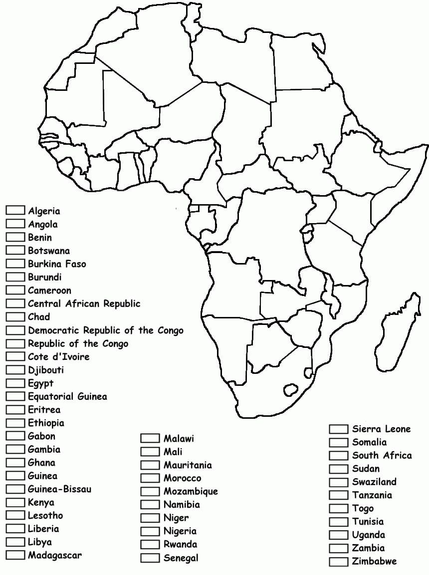 Dessin à colorier: Carte de l’Afrique (Géographie et Lieux) #179884 - Coloriages à Imprimer Gratuits
