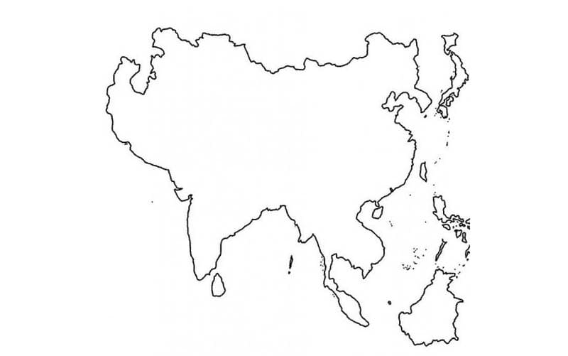 Dessin à colorier: Carte de l’Asie (Géographie et Lieux) #179902 - Coloriages à Imprimer Gratuits