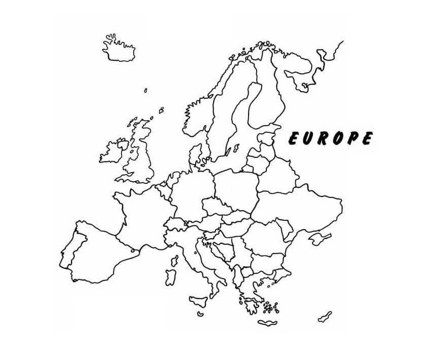 Dessin à colorier: Carte de l’Europe (Géographie et Lieux) #179893 - Coloriages à Imprimer Gratuits
