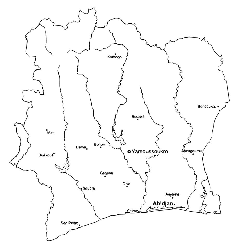 Dessin à colorier: Côte d’Ivoire (Géographie et Lieux) #191689 - Coloriages à Imprimer Gratuits