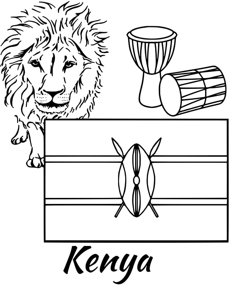 Dessin à colorier: Kenya (Géographie et Lieux) #190690 - Coloriages à Imprimer Gratuits