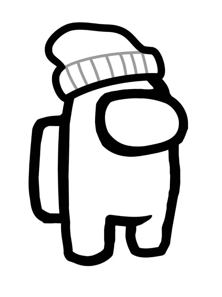 Coloriage Among Us avec un bonnet