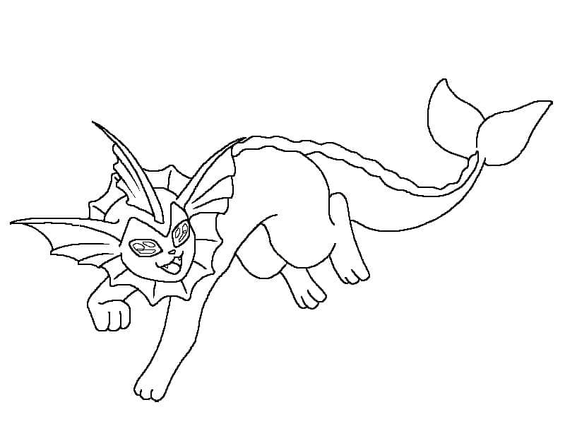 Coloriage imprimable Aquali (Vaporeon) #184366 de la collection Jeux Vidéos à colorier aux crayons