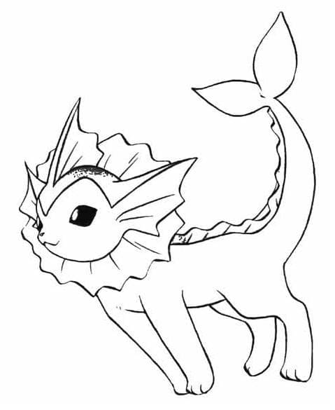 Joli coloriage Aquali (Vaporeon) #184368 de la collection Jeux Vidéos, prêt à imprimer pour petits et grands