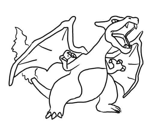 Coloriage à imprimer Dracaufeu #179549 de la série Jeux Vidéos, gratuit pour enfants et adultes