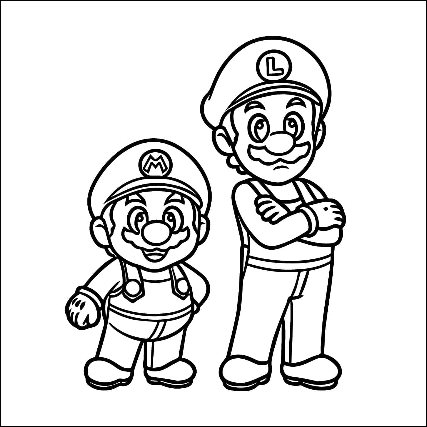 Coloriage gratuit Mario Et Luigi #217713 de la collection Jeux Vidéos à imprimer