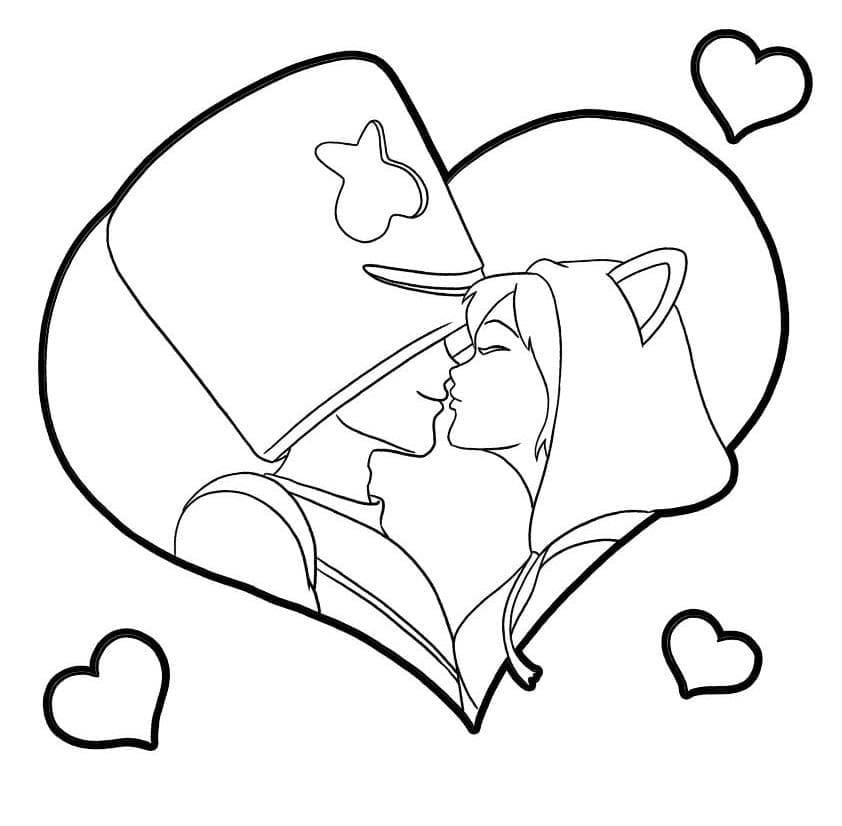 Coloriage gratuit pour enfants et adultes Marshmello Fortnite #208255, collection Jeux Vidéos