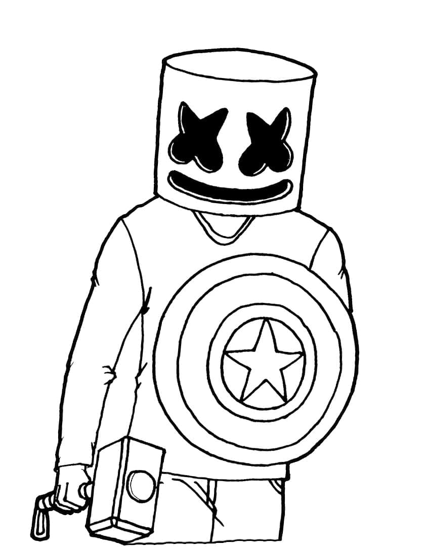 Coloriage imprimable Marshmello Fortnite #208258 de la collection Jeux Vidéos à colorier aux crayons