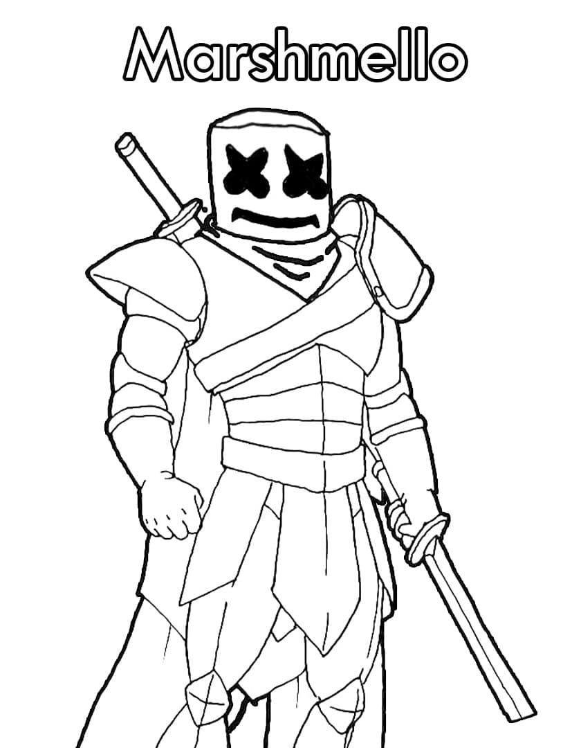 Coloriage Marshmello Fortnite #208279 à imprimer gratuitement, extrait de la collection Jeux Vidéos