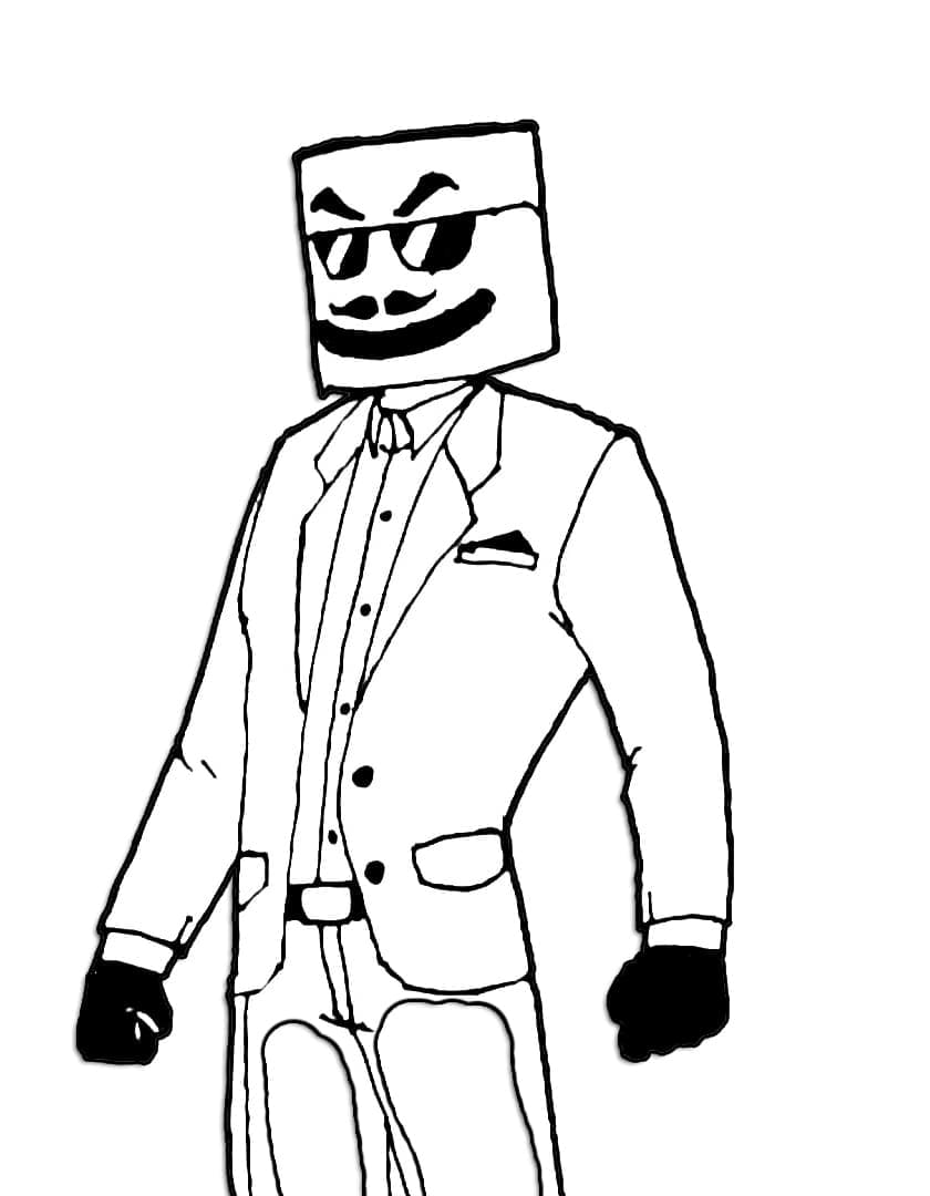 Coloriage gratuit Marshmello Fortnite #208289 de la collection Jeux Vidéos à imprimer