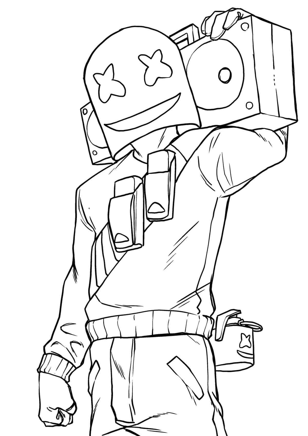 Illustration au trait Marshmello Fortnite #208303 de la collection Jeux Vidéos à colorier gratuitement
