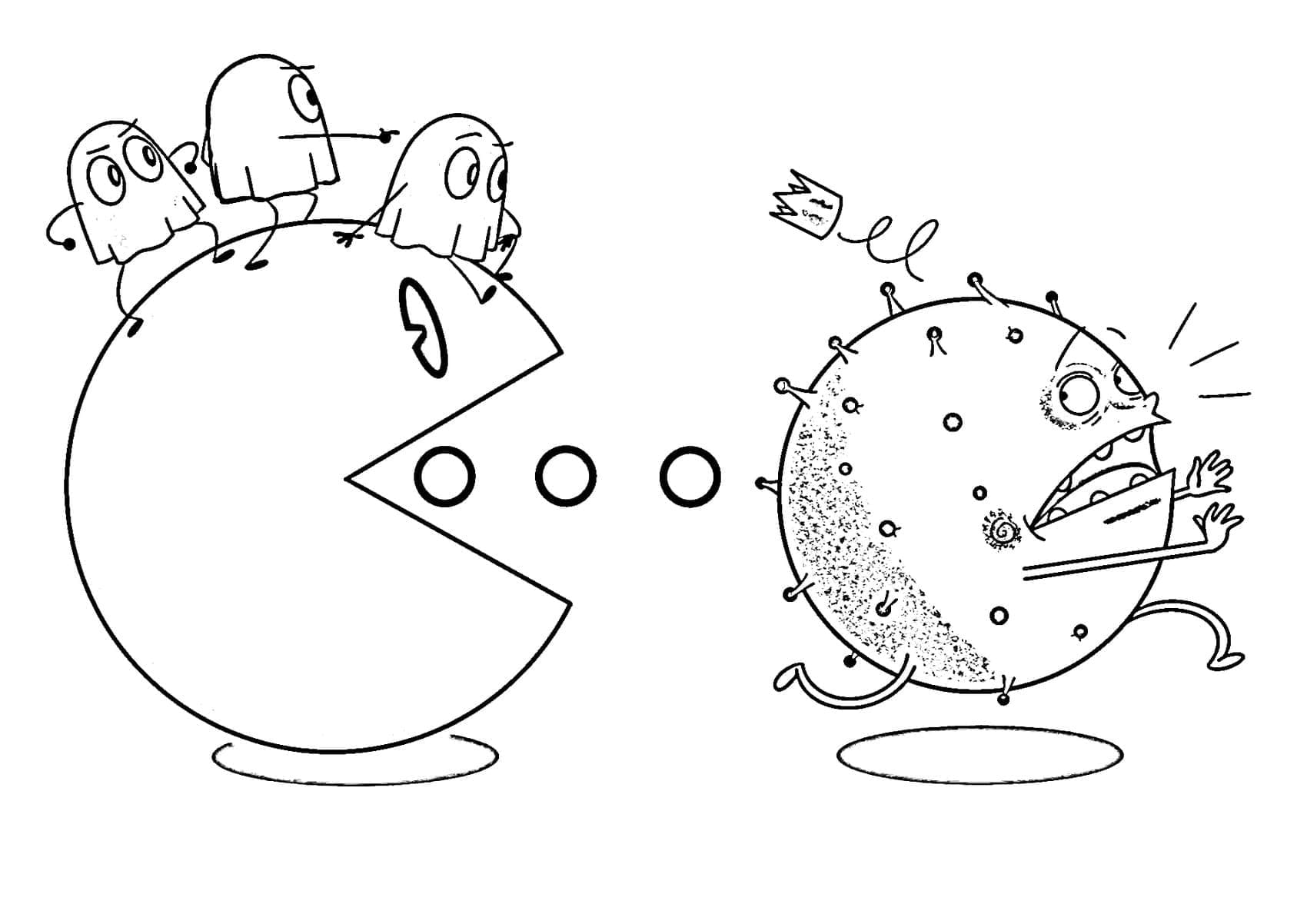 Coloriage gratuit Pac-man #207808 de la collection Jeux Vidéos à imprimer