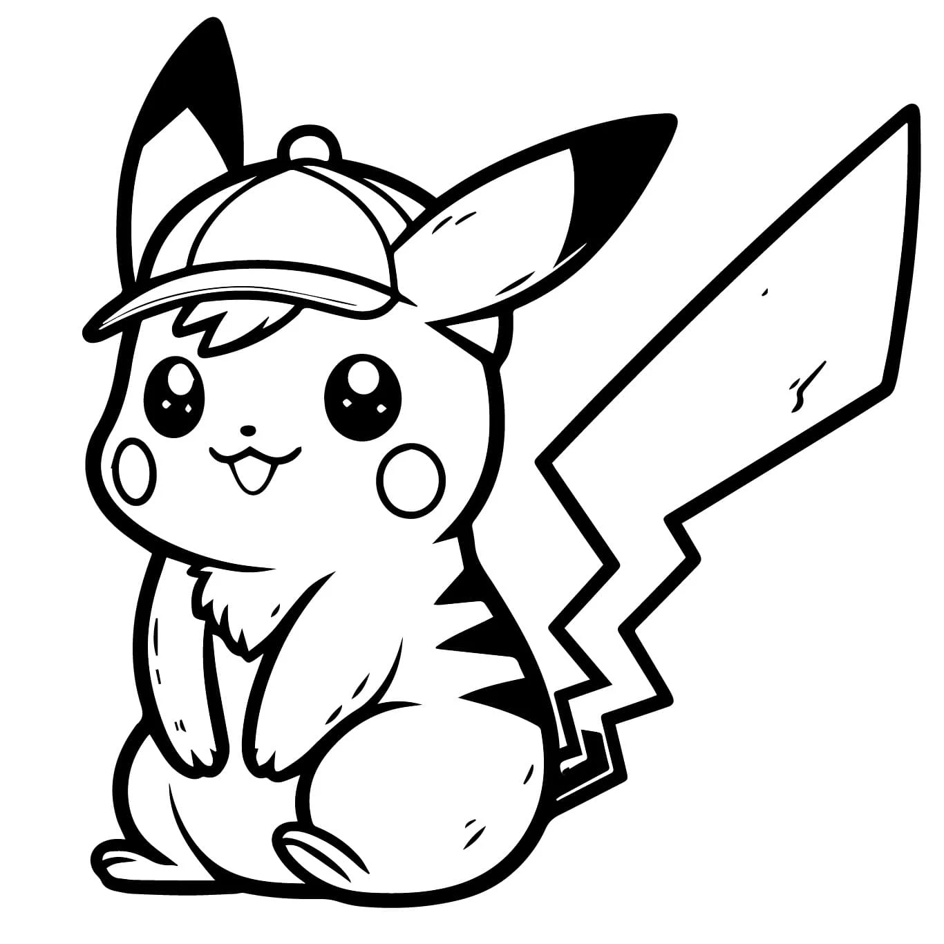 Coloriage Pikachu avec une casquette de détective