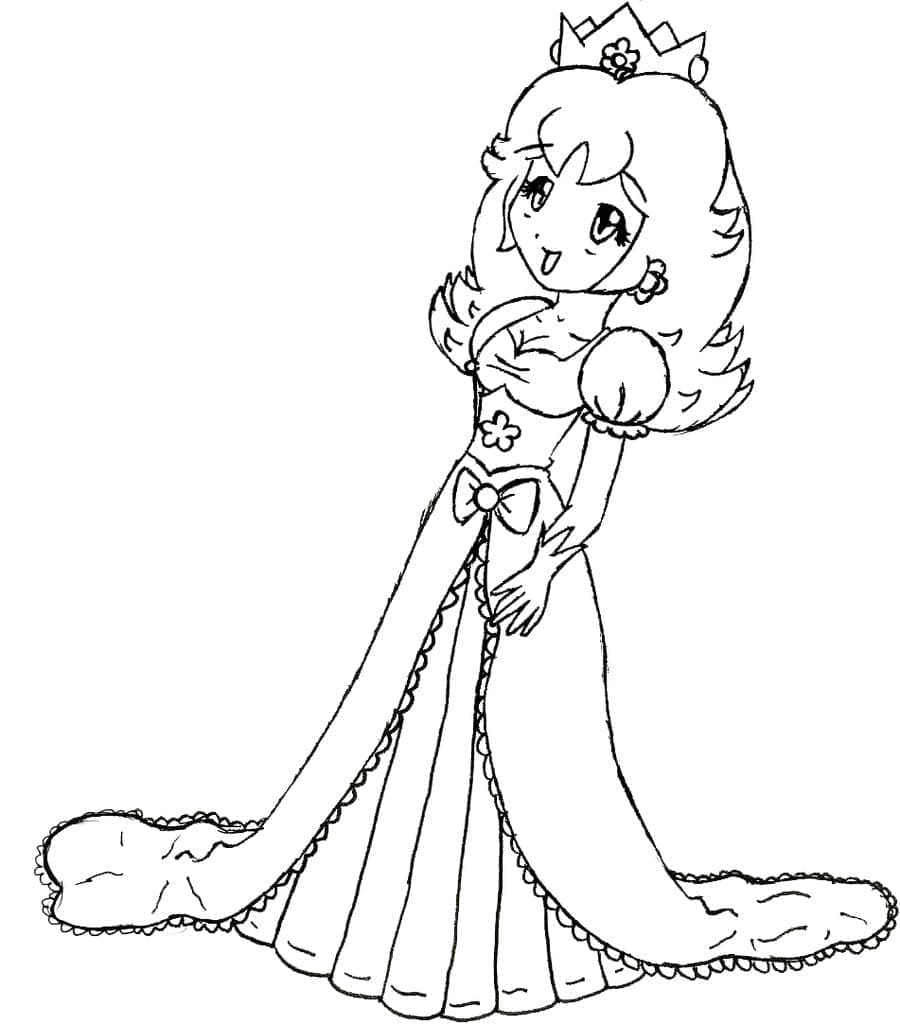 Coloriage imprimable Princesse Daisy #219041 de la collection Jeux Vidéos à colorier aux crayons