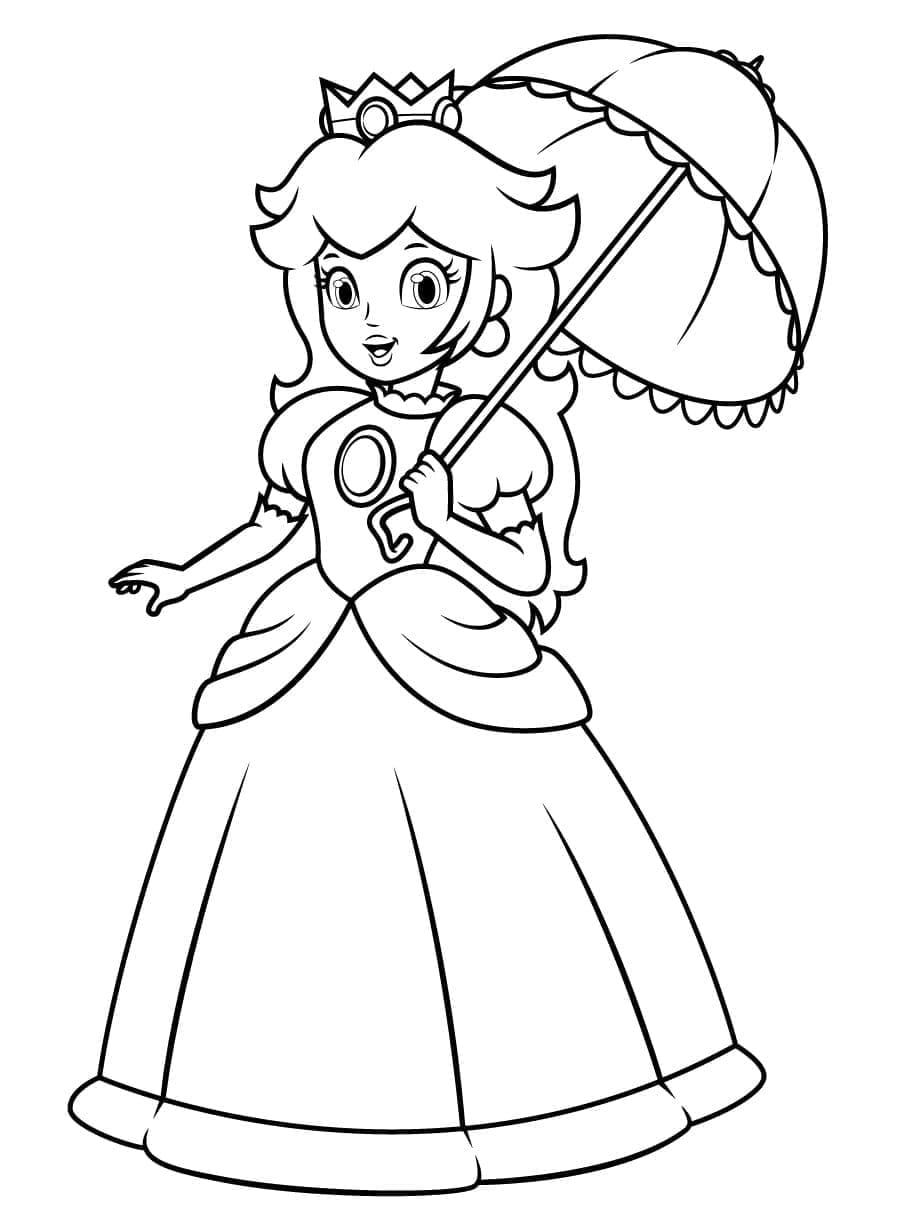 Coloriage gratuit Princesse Peach #211824 de la collection Jeux Vidéos à imprimer