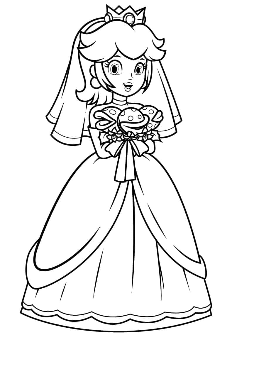 Coloriage gratuit Princesse Peach #211826 de la collection Jeux Vidéos à imprimer
