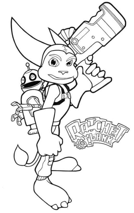 Joli coloriage Ratchet et Clank #204593 de la collection Jeux Vidéos, prêt à imprimer pour petits et grands