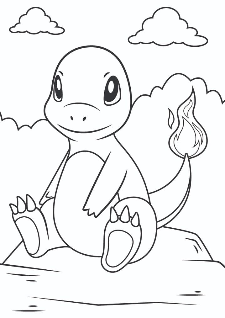 Coloriage imprimable Salamèche #178742 de la collection Jeux Vidéos à colorier aux crayons