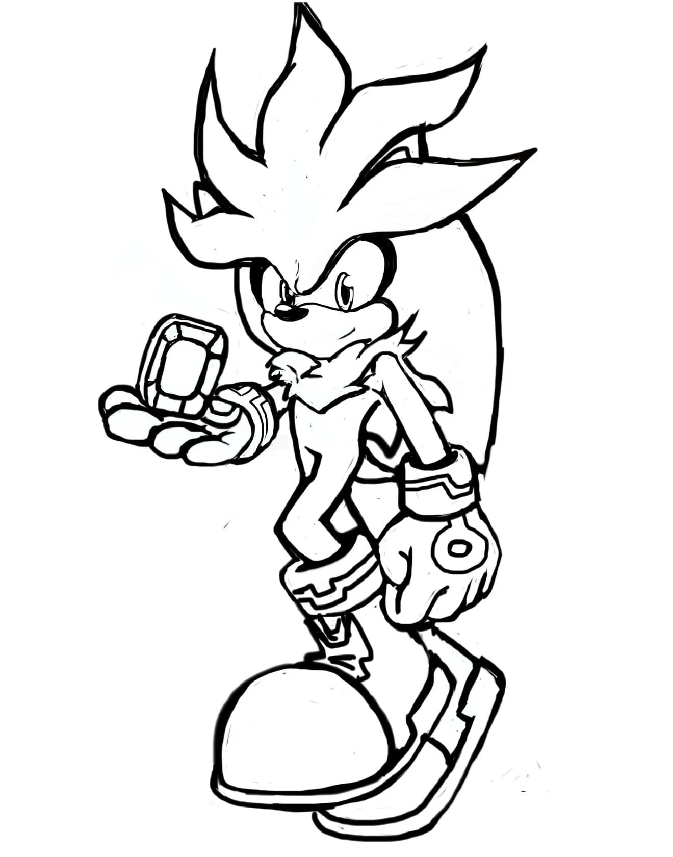 Coloriage Silver Sonic en action