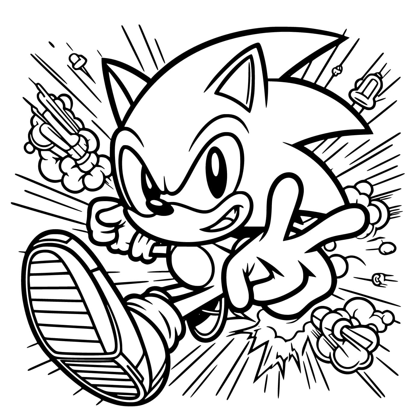 Dessin à colorier Sonic #213153 issu de la collection Jeux Vidéos, prêt à imprimer