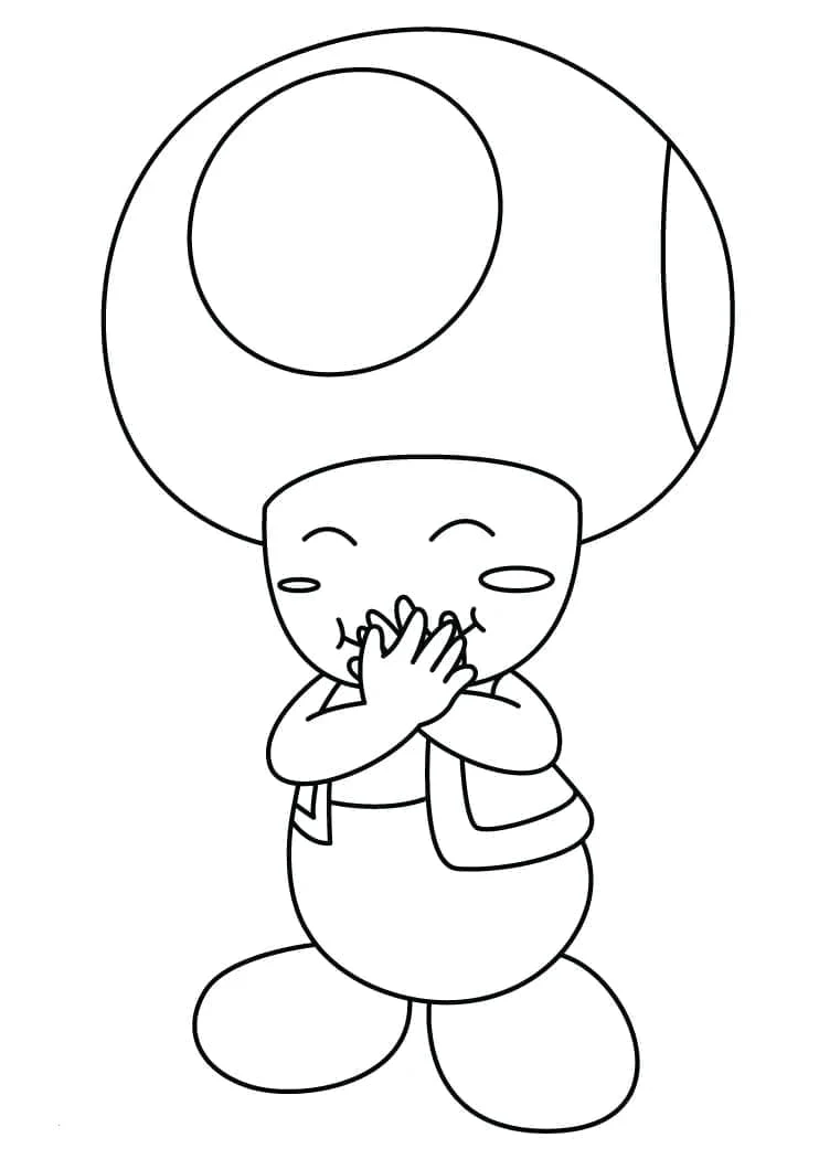 Coloriage Toad qui rit les mains sur le cœur