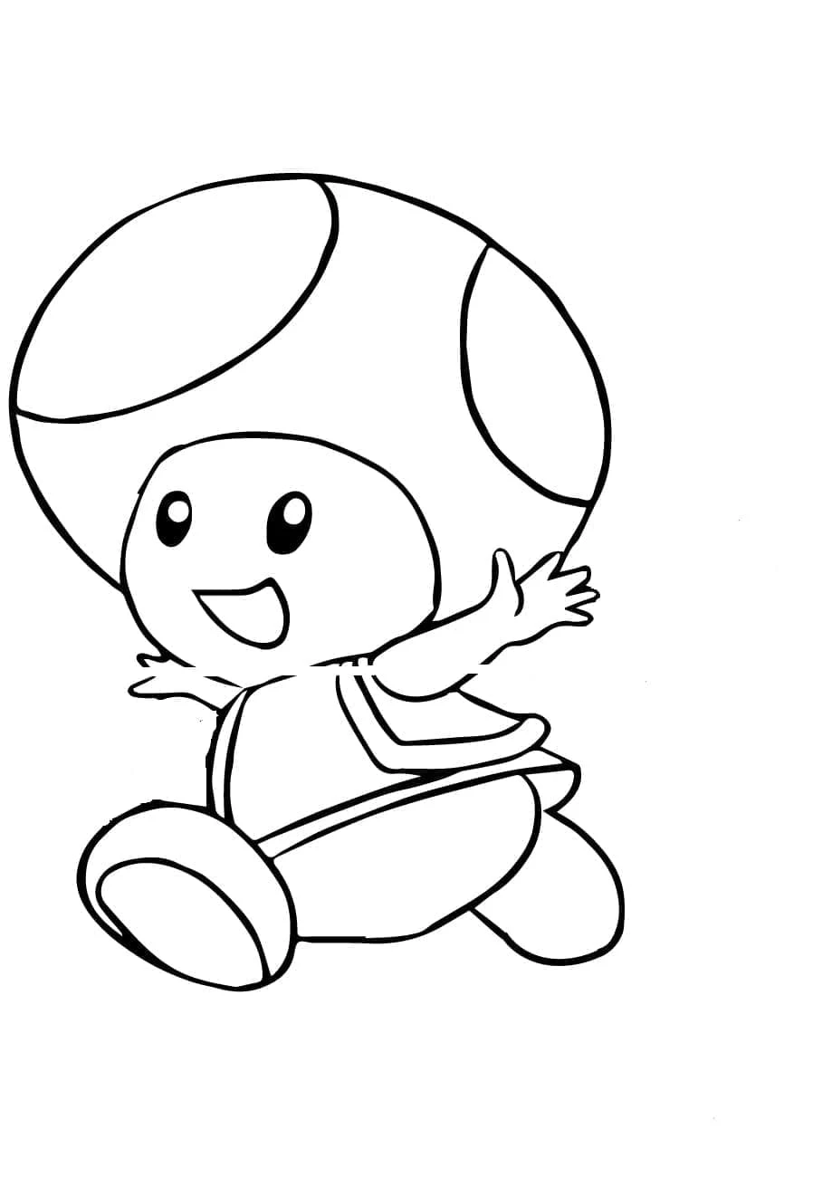 Coloriage Toad qui court en faisant signe