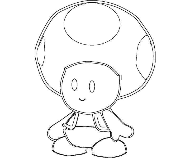 Coloriage Toad souriant avec son chapeau champignon