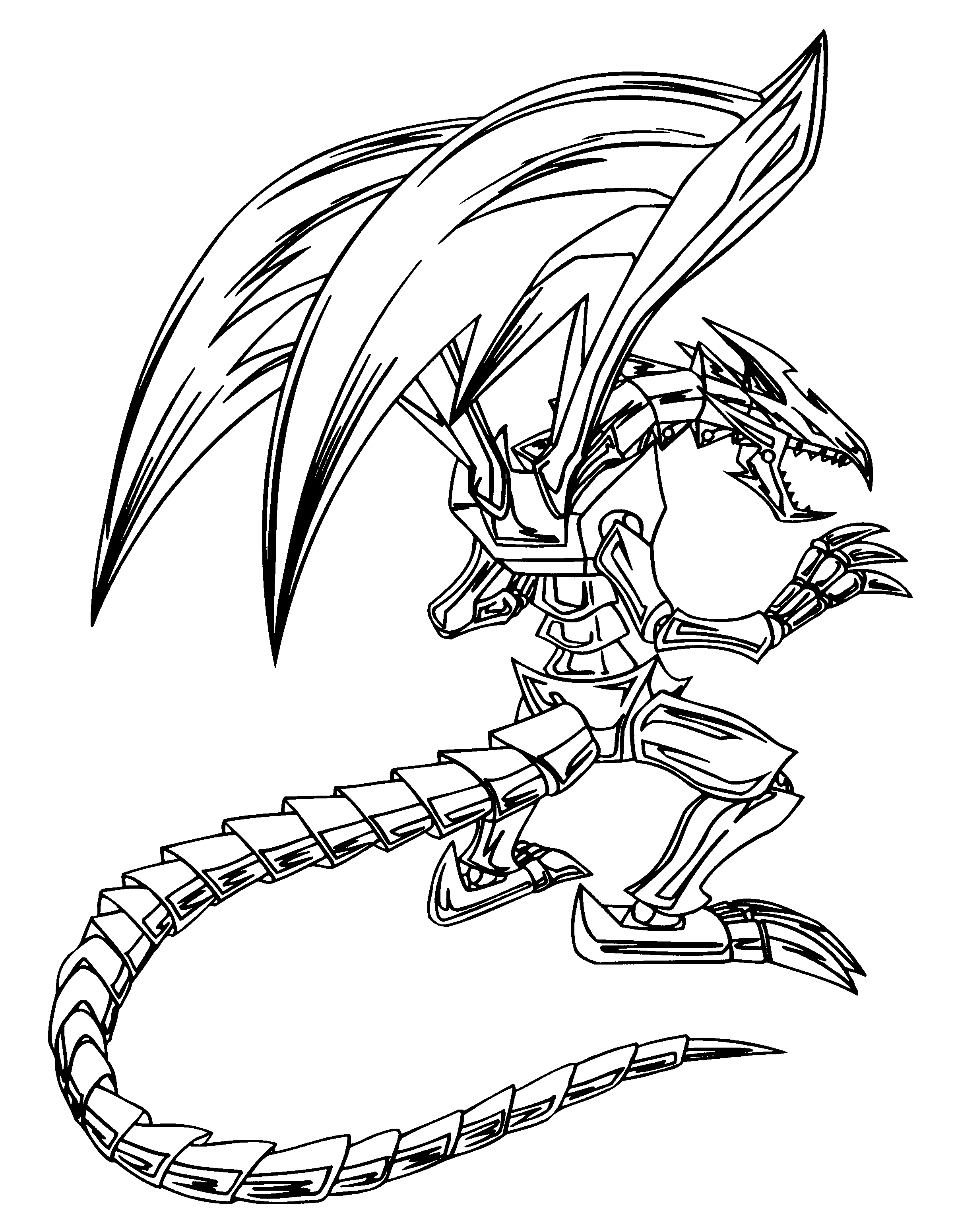 Coloriage Dragon cyber en position de combat