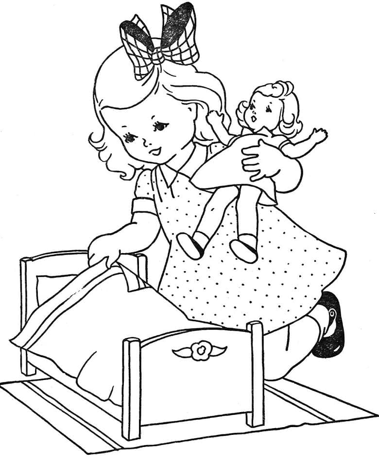 Dessin à colorier: Poupée (Jouets et Jeux) #202191 - Coloriages à Imprimer Gratuits