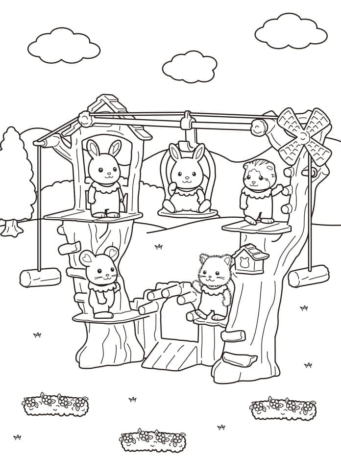 Coloriage gratuit Sylvanian Families #185839 de la collection Jouets et Jeux à imprimer