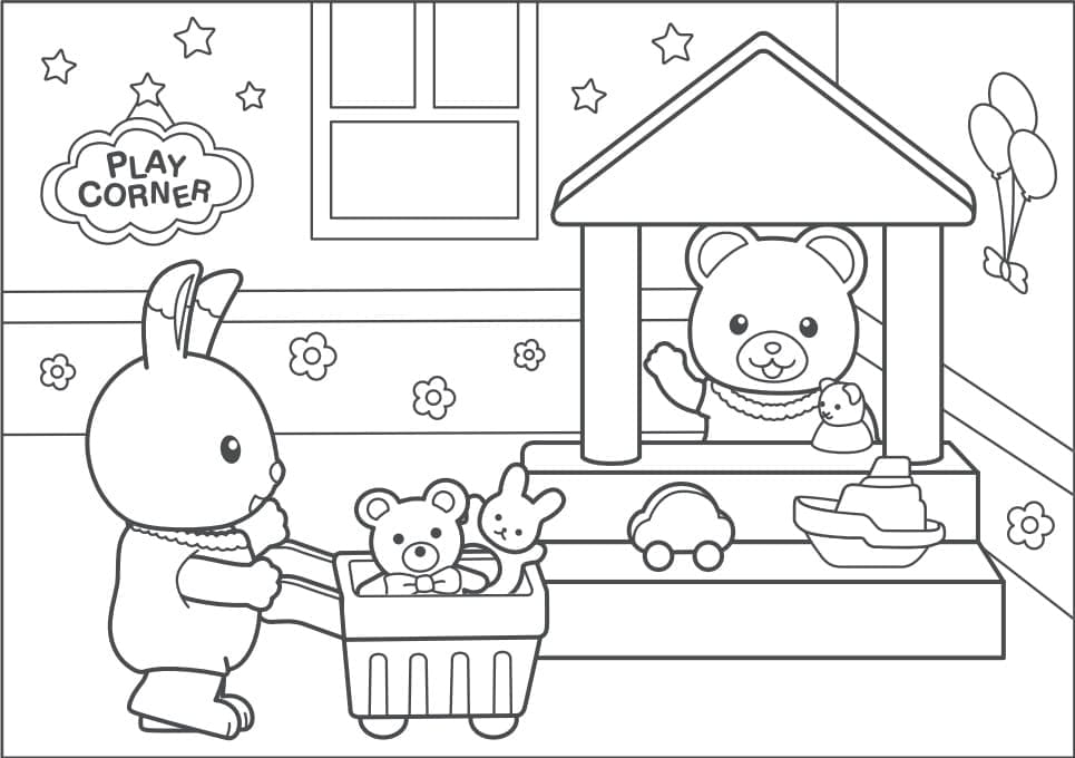 Coloriage gratuit Sylvanian Families #185861 de la collection Jouets et Jeux à imprimer