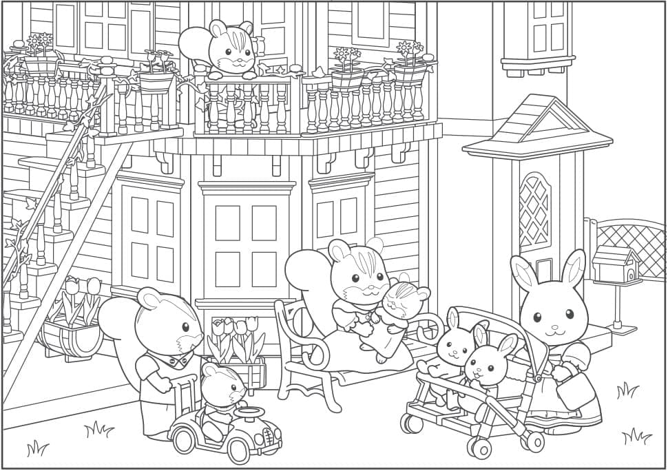 Coloriage gratuit Sylvanian Families #185862 de la collection Jouets et Jeux à imprimer